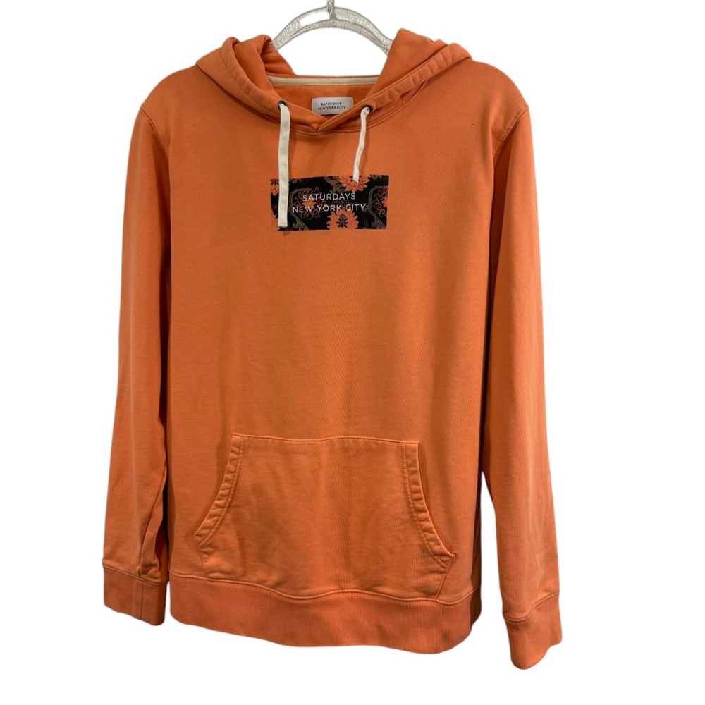 Saturdays New York City (NYC) logo embroidered orange hoodie sweatshirt Medium